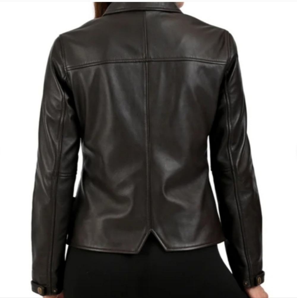 Frye Women's Classic Black Lamb Leather Jacket - Picture 3 of 7